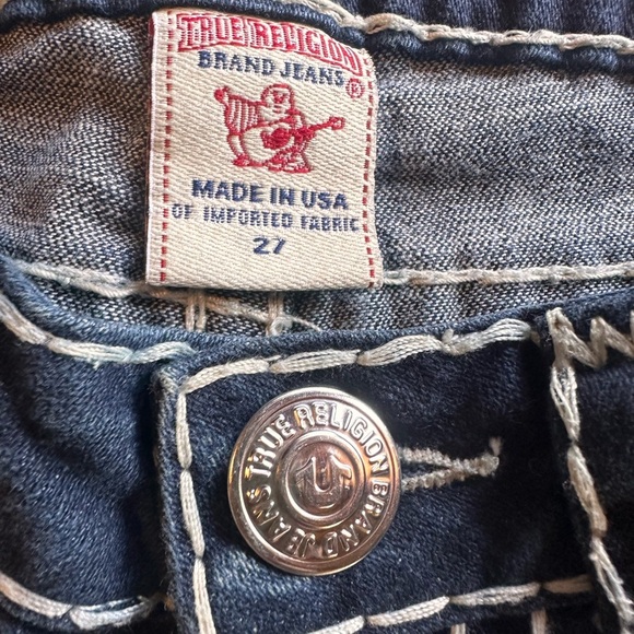 Size 27 True Religion Johnny super T T dark blue/white contrast stitching. EUC - Picture 5 of 16